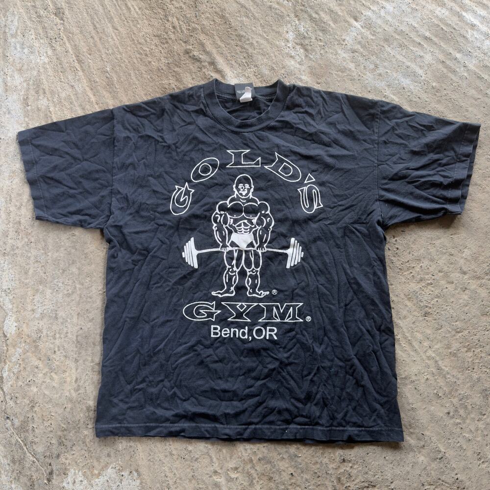 VINTAGE GOLD'S GYM BEND OREGON BLACK TEE SHIRT GRAPHIC MENS LARGE